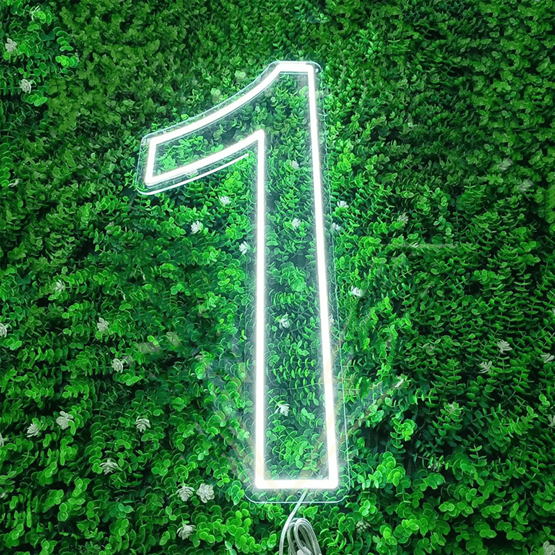Insegna Neon Led personalizzata per compleanno o anniversario di matrimonio rappresentante il numero "1"