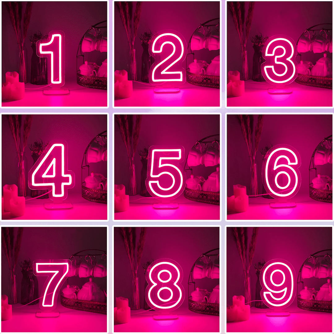 Insegna Neon Led personalizzata rappresentante numeri su base autoportante