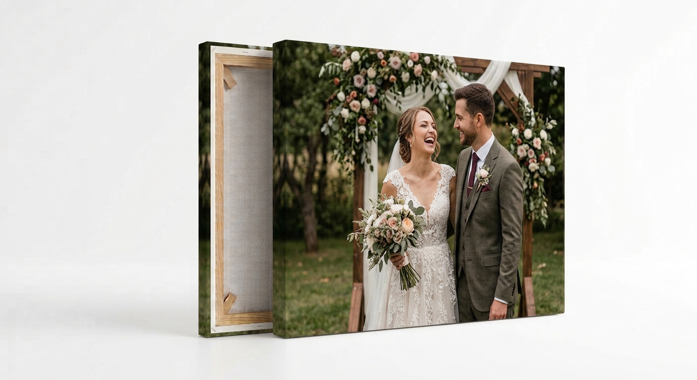Foto su tela matrimonio con cornice in legno - quadro personalizzato Oparty