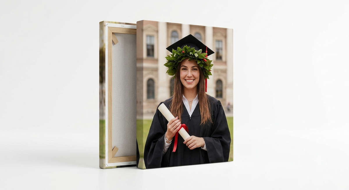Foto su tela laurea con cornice in legno - quadro ricordo laurea Oparty